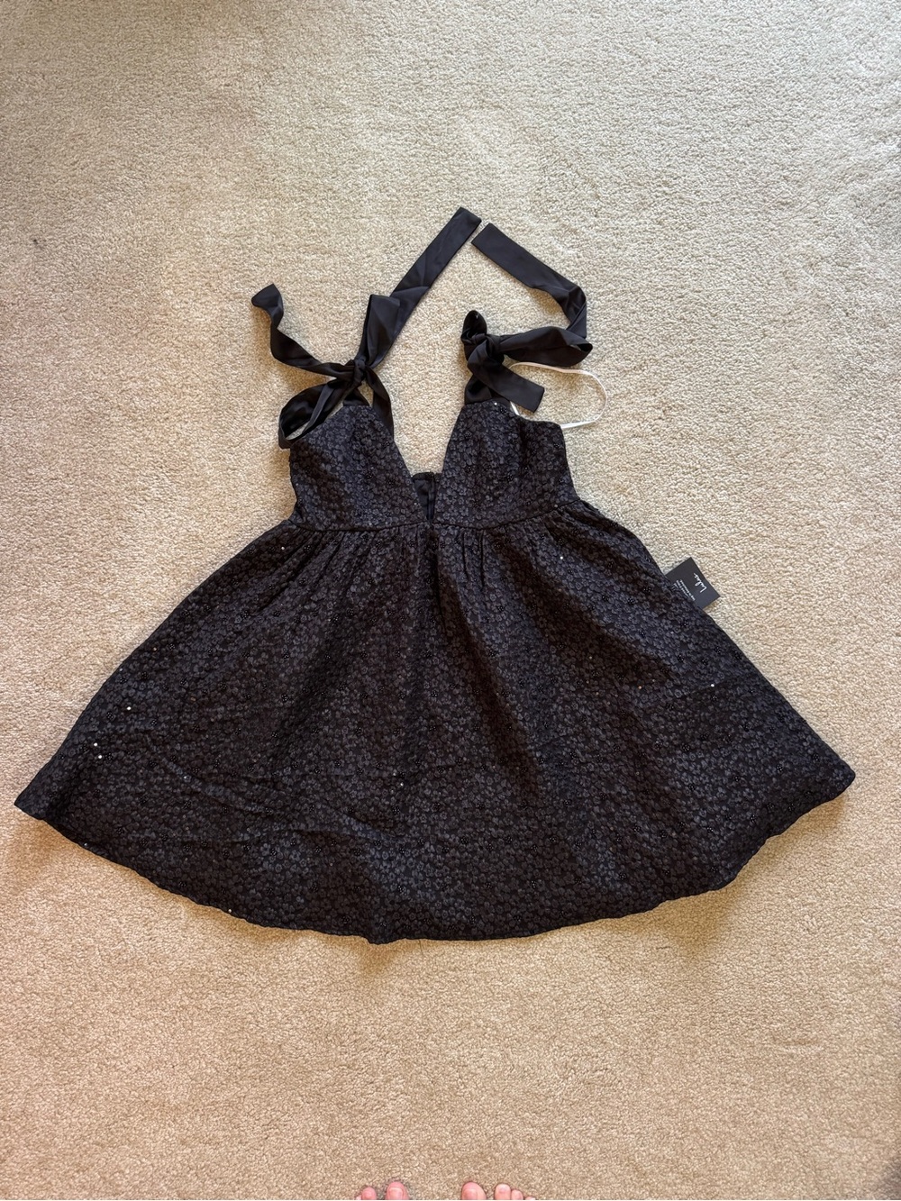 Lulu's Black Tie-Shoulder Party Dress